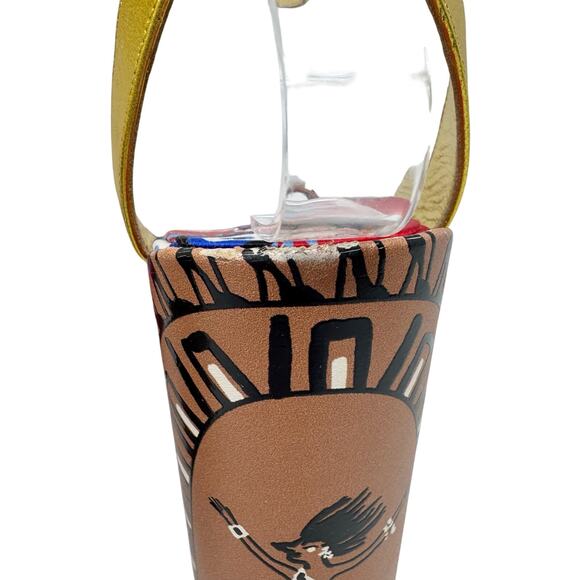 Christian Louboutin Movida Athina Platform Heels Tribal Print Gold Straps 37.5 - Picture 7 of 11